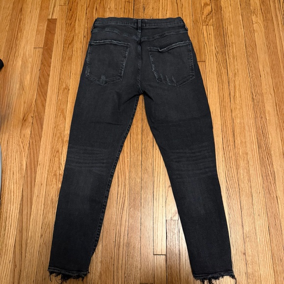 Agolde Sophie High Rise Crop Jeans Black Distressed Hem 31 - Picture 2 of 8